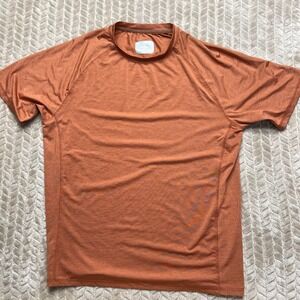 Eddie Bauer Swim Rash Guard Mens XL Rust Orange Short Sleeve Shirt